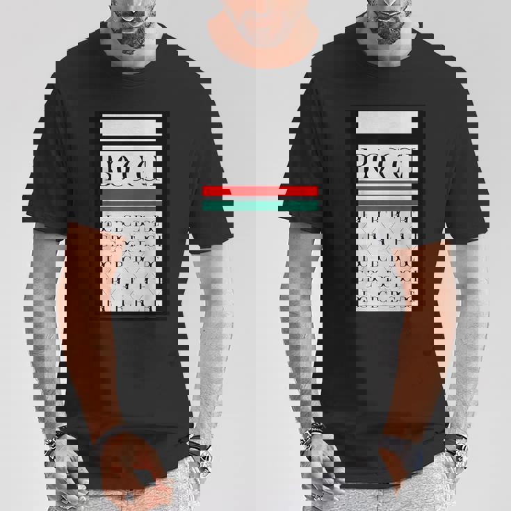 Bocci ぼっち ロゴ 総柄 緑 赤 イタリア国旗風【変なデザイン屋さん】陰キャ オタク ブランド パロディ 面白 Tシャツ 面白い贈り物