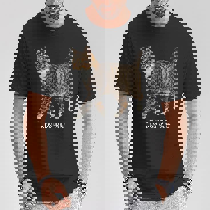 Bossy Paws 猫好き キジトラ白 猫ネタ 猫しもべ ツンデレ 猫飼い 猫オーナー 猫依存症 おもしろ Tシャツ 面白い贈り物