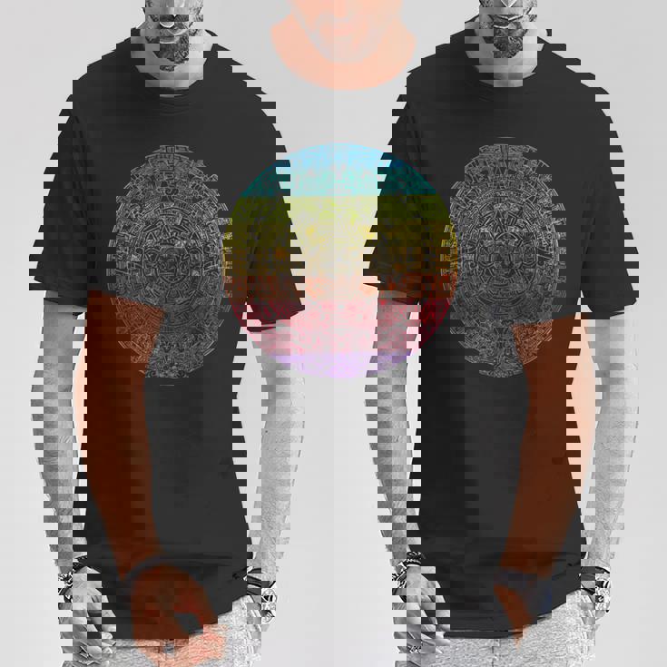 Calendario Aztecaol Mexicano Rainbow Camiseta unisex Regalos divertidos