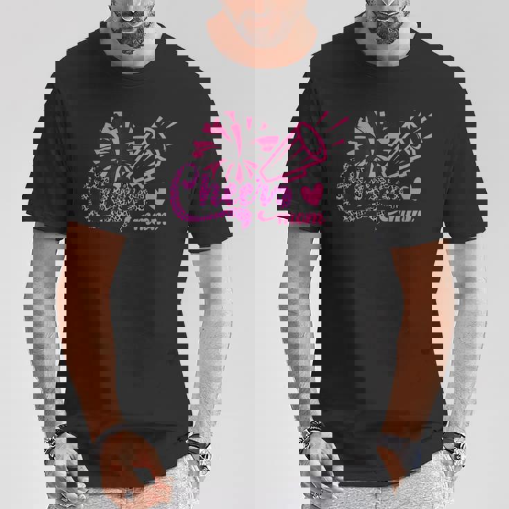 Cheer Mom ヒョウ文字 チアポンポン メガホン付き Tシャツ 面白い贈り物