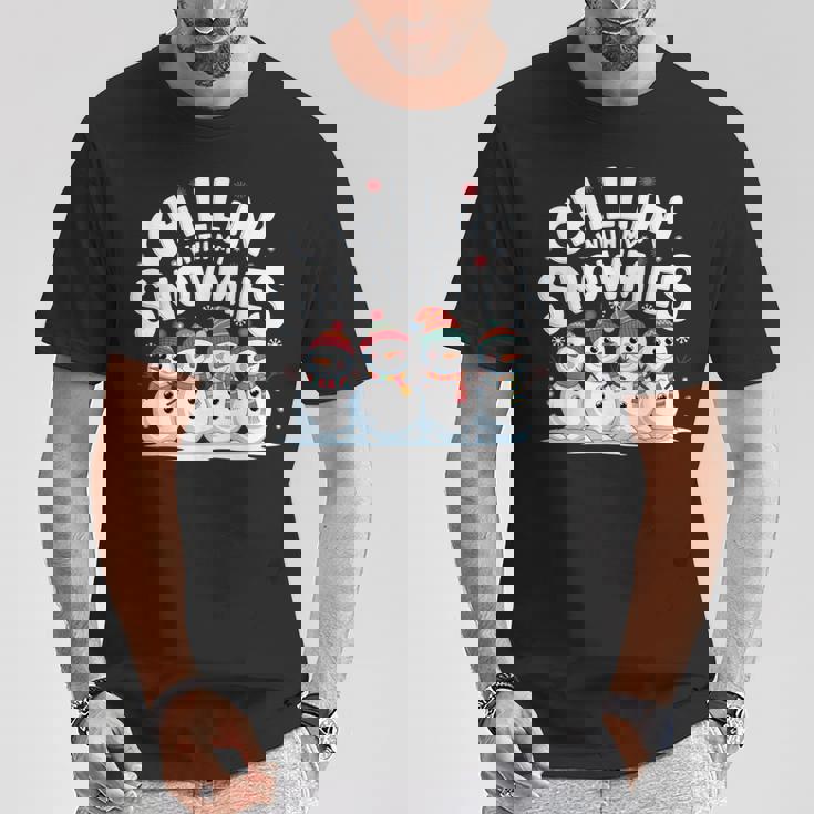 Chilling With Mynowmies 冬の雪だるまファミリーデザイン Tシャツ 面白い贈り物