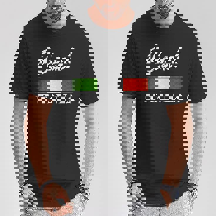 Ciao Italia トリコロールグリーン 白と赤 イタリア国旗 イタリア Tシャツ 面白い贈り物