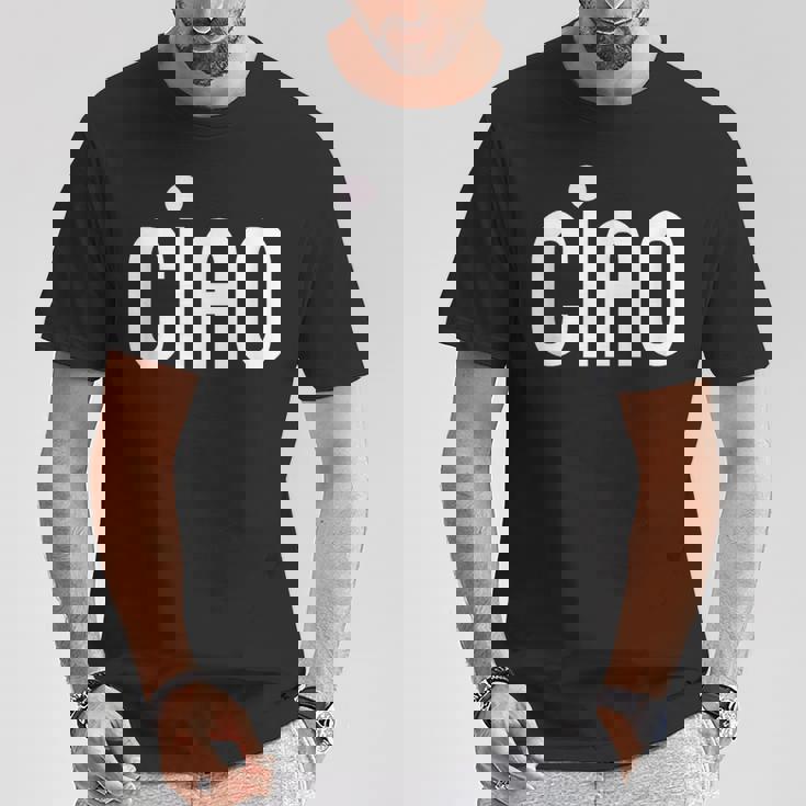 Ciao イタリア語の格言 白とピンクのミニマリスト Tシャツ 面白い贈り物