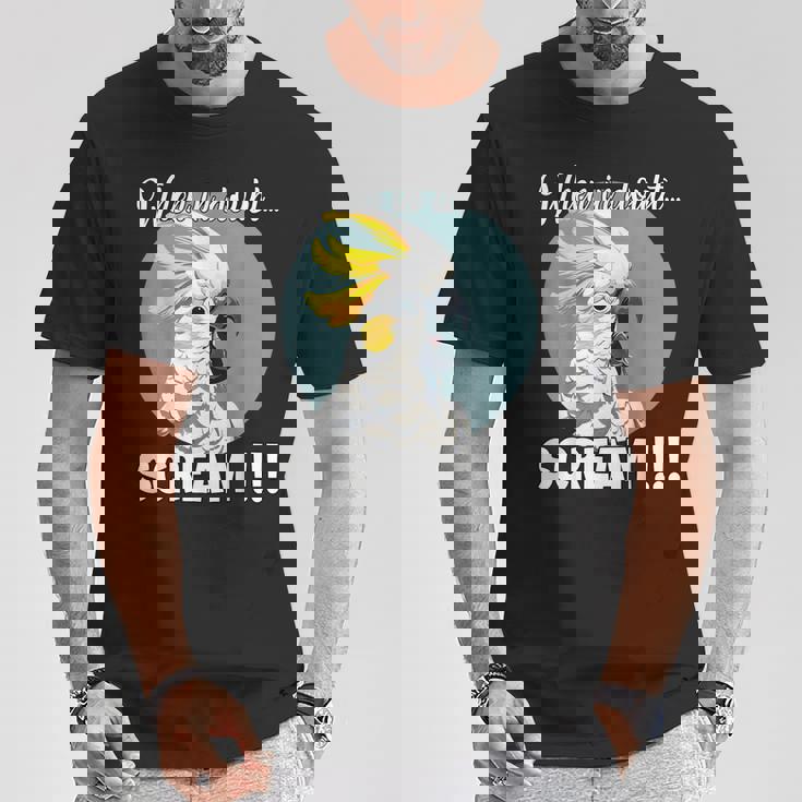 Cockatoo Meme T、面白い叫び声を上げているキバタン Tシャツ 面白い贈り物