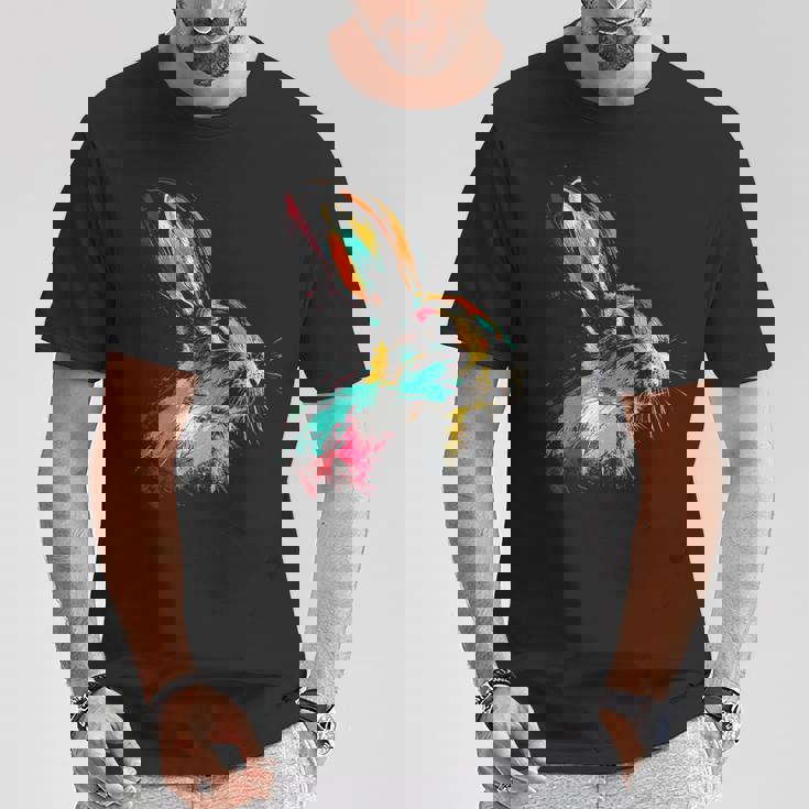 Conejo Colorido Animal Motivo Arte Conejo Camiseta unisex Regalos divertidos