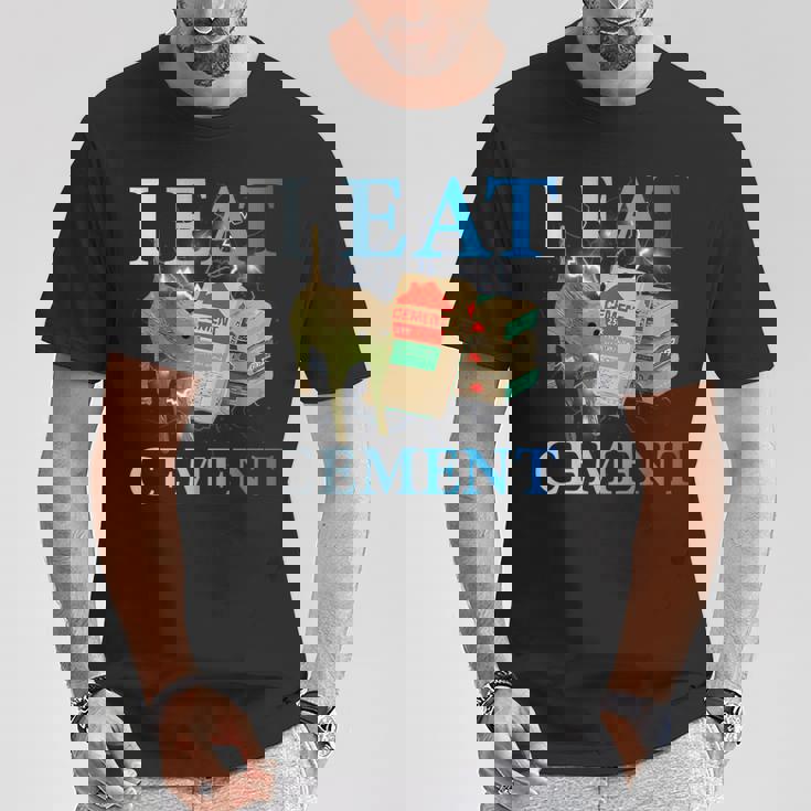 Cool I Eat セメント、建設猫、面白いユーモア、猫のミーム Tシャツ 面白い贈り物
