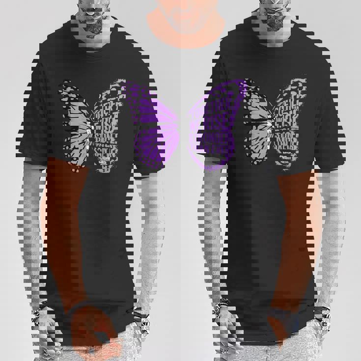 Crohns Awareness Together We Rise パープルリボン バタフライ Tシャツ 面白い贈り物
