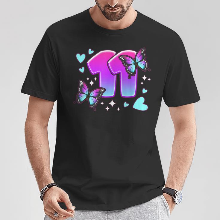 Cumpleaños Niña 11 Años Mariposas Y Número 11 Camiseta unisex Regalos divertidos