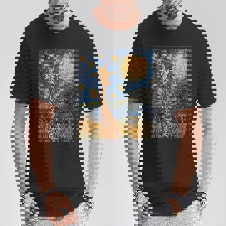 Cute Giraffe Africa Van Gogh Style Starry Night T-Shirt Personalized Gifts Cute Giraffe Africa Van Gogh Style Starry Night T-Shirt Personalized Gifts