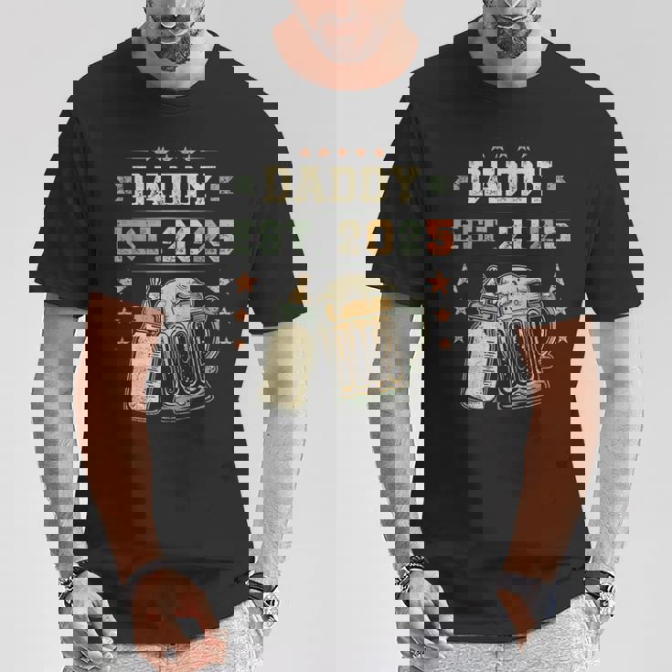 Daddy Est 2025 年のパパ 初めての父の日 新しい父親 若い父親 Tシャツ 面白い贈り物