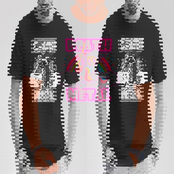 Death Metal Grim Reaper ピンクユニコーン ファニーヘビーメタル Tシャツ 面白い贈り物