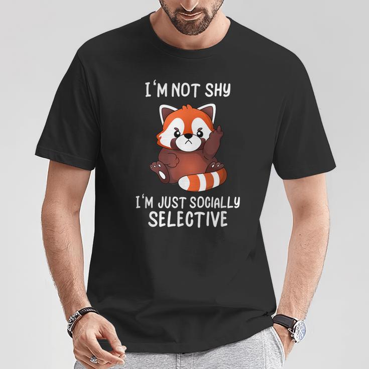 Déclaration D'humour Antisocialocialementélectif Mignon Panda Rouge T-Shirt Cadeaux drôles