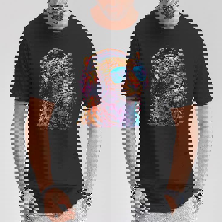 Dj Leopard Edm テクノハウス ダンスクラブ 音楽ヘッドフォン Tシャツ 面白い贈り物
