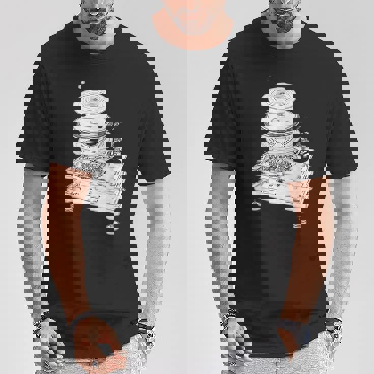 Dj Turntable 1210 Mk2 Exploded Blueprint Tシャツ 面白い贈り物