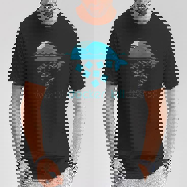 Docker Container Linux Devops Programming Coding Tシャツ 面白い贈り物