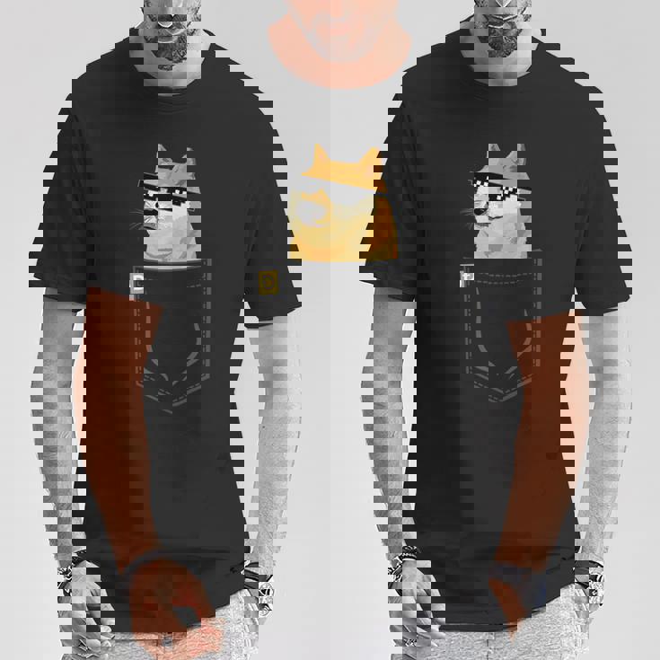 Doge コインロゴシャツ フェイクポケットシャツ Dogecoin To The Moon Tシャツ 面白い贈り物