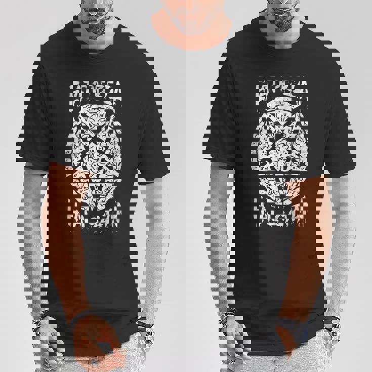 Eat Pizza Hailatan オカルト 反キリスト 悪魔的なサタニズム Tシャツ 面白い贈り物