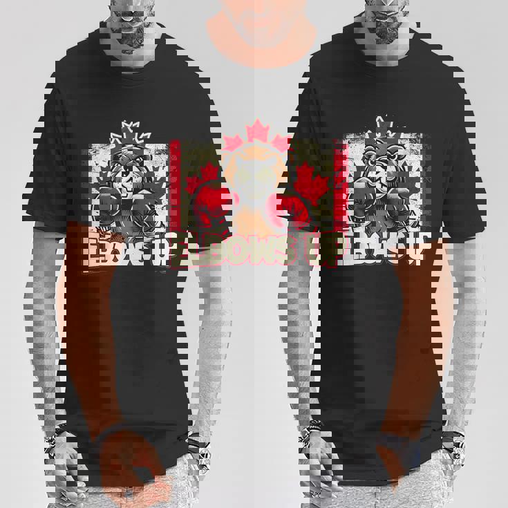 Elbows Up Canada カナダのカウンター関税 ビーバーボクシング Tシャツ 面白い贈り物
