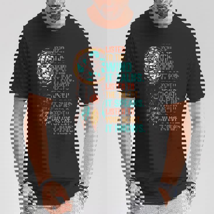 Escucha Eliento Que Habla Divertido Día Nativo Americano Gráfico Camiseta unisex Regalos divertidos