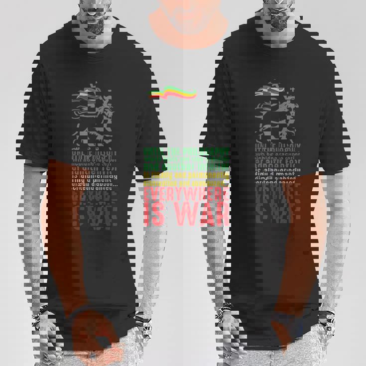 Everywhere Is War ハイレ・セラシエ演説 ユダのライオン レゲエ Tシャツ 面白い贈り物