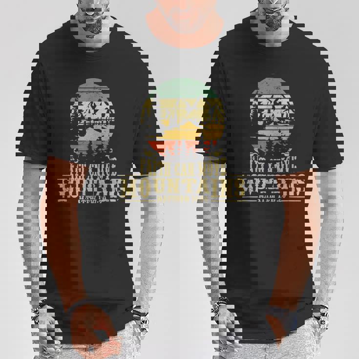 Faith Can Move Mountains マタイ17 20 聖書聖書の言葉 Tシャツ 面白い贈り物