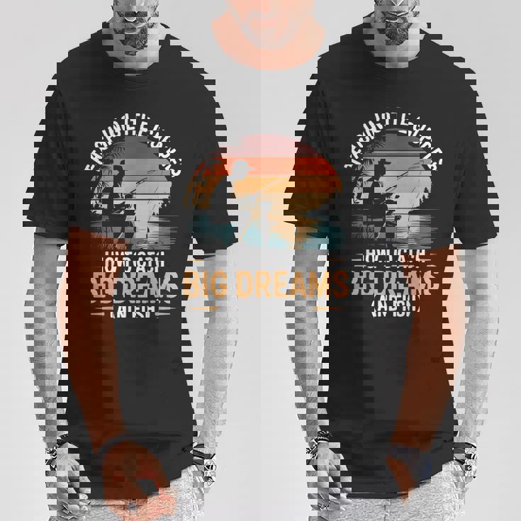 Fishing Dad How Catch Big Dreams 面白い父の日のギフト Tシャツ 面白い贈り物