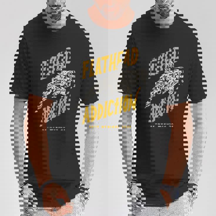 Flathead Addiction マゴチ 釣り Tシャツ 面白い贈り物