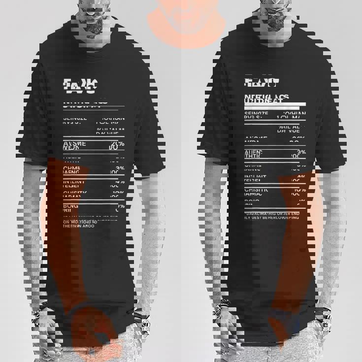 Flavio 栄養成分表示 Tシャツ 面白い贈り物