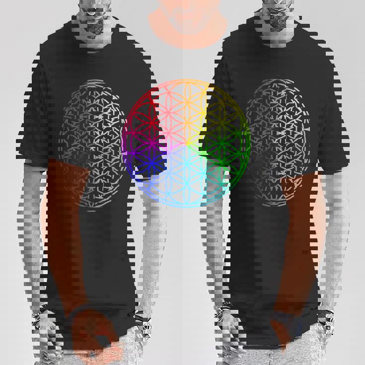 Flower Of Lifeacred Geometry Yogaフラワーオブライフ神聖幾何学瞑想ヨガ Tシャツ 面白い贈り物