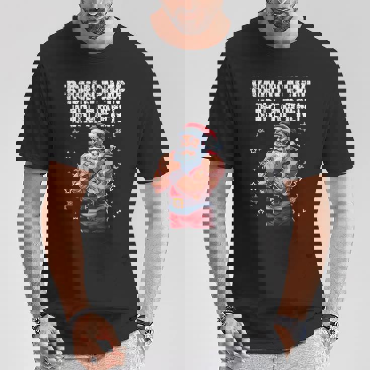 Frohen Pump Ihr Lappen 筋肉質サンタジム Tシャツ 面白い贈り物