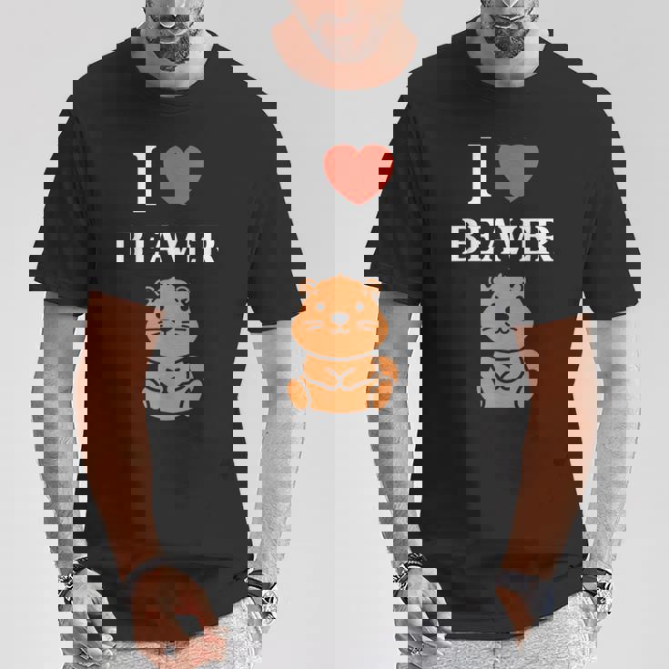 Baby Beavers Minimalist Cute I Love Beaver Tシャツ 面白い贈り物