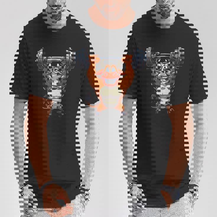 Bull ワークアウト バーベル 牛 フィットネス Tシャツ 面白い贈り物