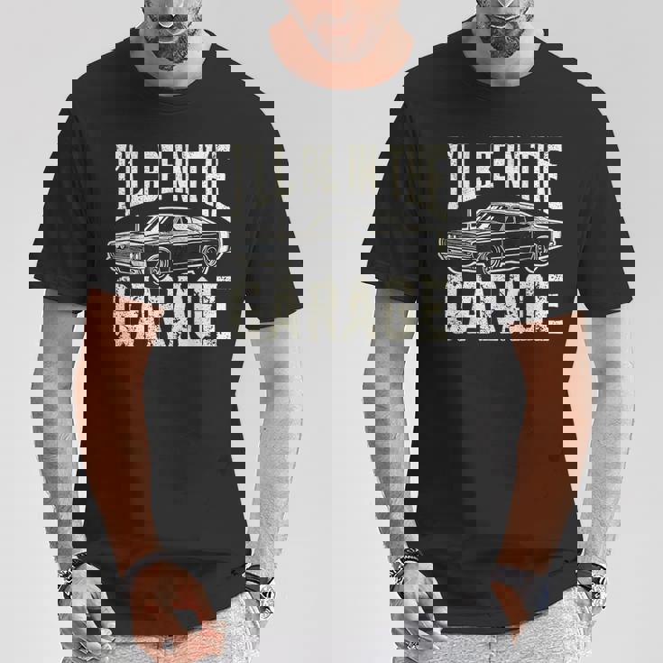 Dad 父の日 車好き I'll Be In The Garage Tシャツ 面白い贈り物