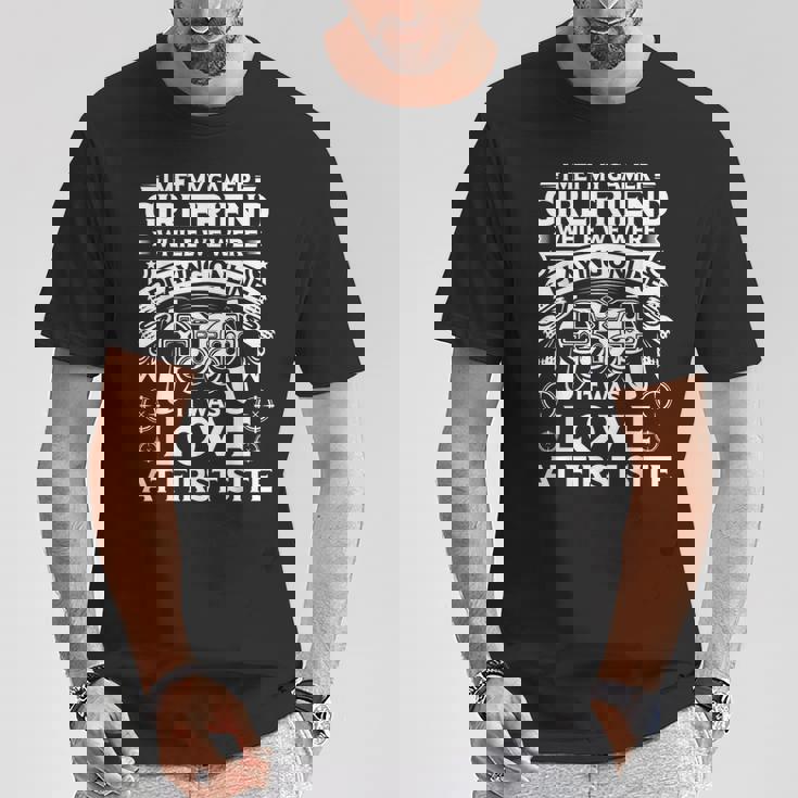 Gamer ボーイフレンド ミーム ビデオゲーム ティーンエイジャー ボーイズ メンズ Tシャツ 面白い贈り物