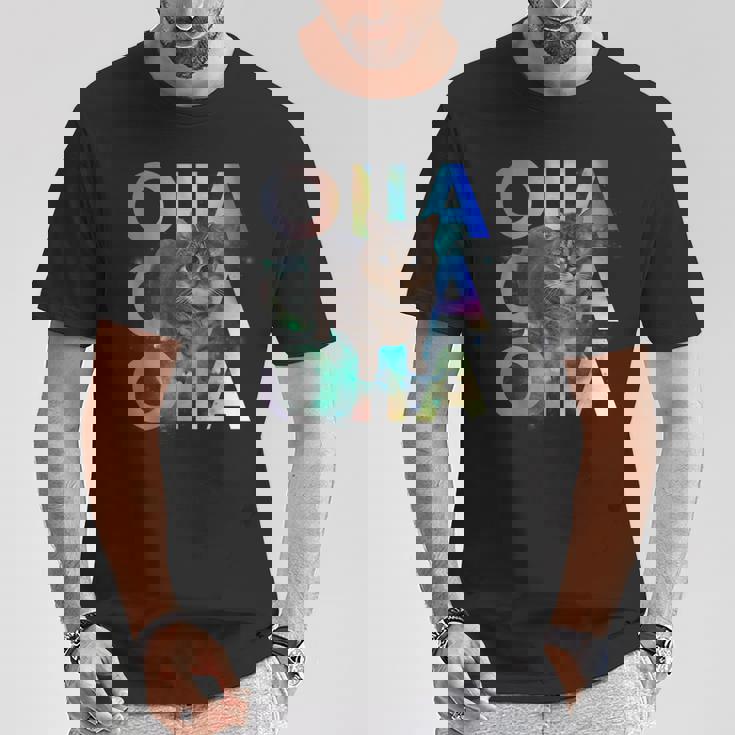 Oiia Oiia 回転する猫 ミーム 面白い ブレイン エセル スペース Tシャツ 面白い贈り物