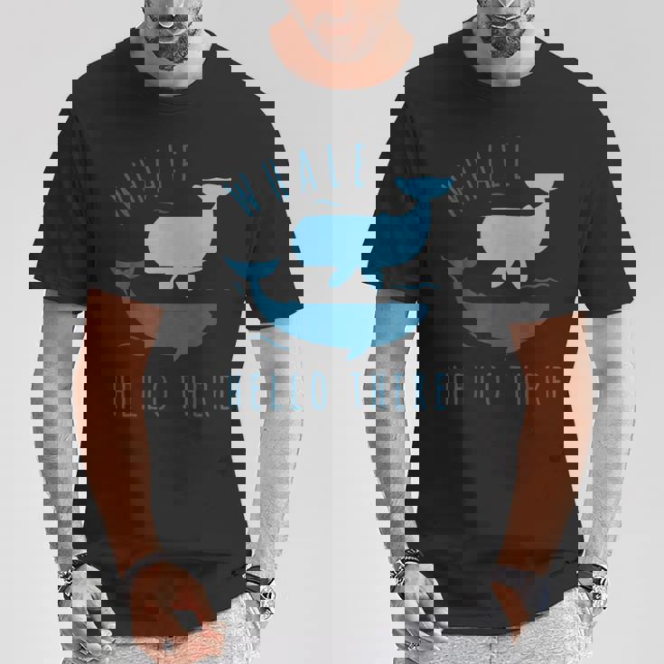 Whale Pun クジラ Hello There Hello Dort ファニークジラ Tシャツ 面白い贈り物