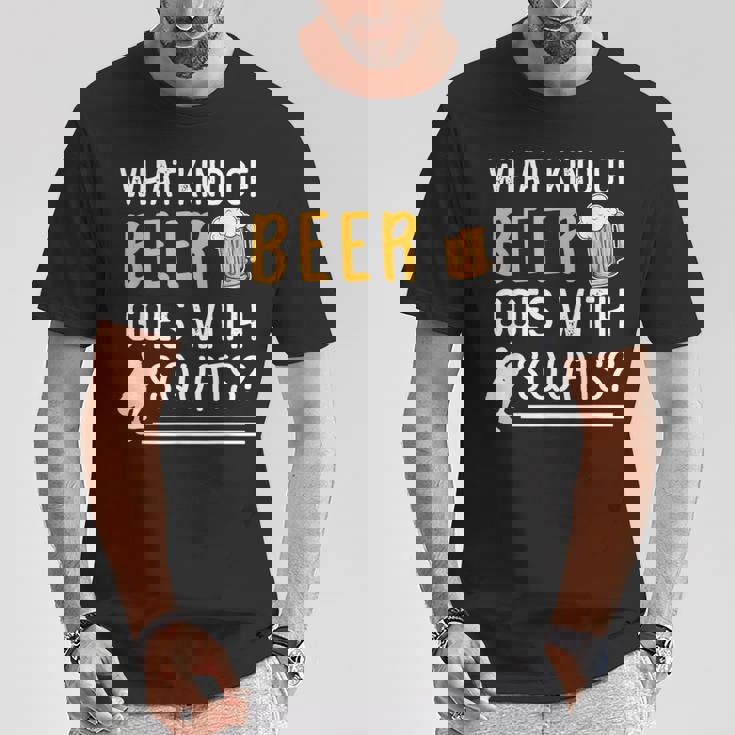 Workout Gym Meme For Beer Loversquats Joke Tシャツ 面白い贈り物