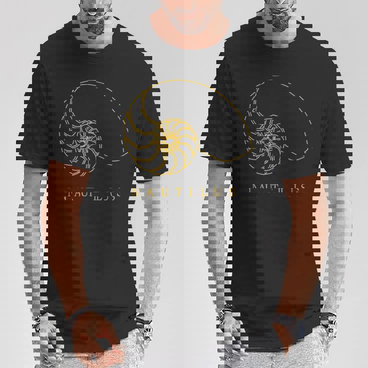 Golden Nautilus シェルtシャツ 海洋自然愛好家向け Tシャツ 面白い贈り物
