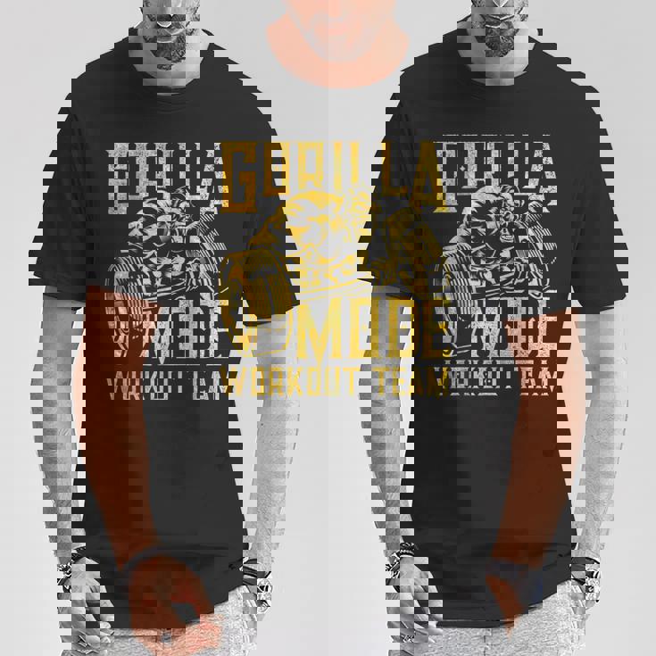 Gorilla Mode ワークアウト チーム ダンベル ビースト ジム フィットネス ゴールド Tシャツ 面白い贈り物