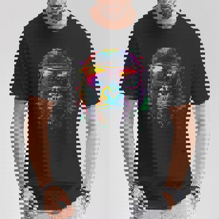 Gorilla Monkey グラフィック アニマルアート サングラス ゴリラ Tシャツ 面白い贈り物