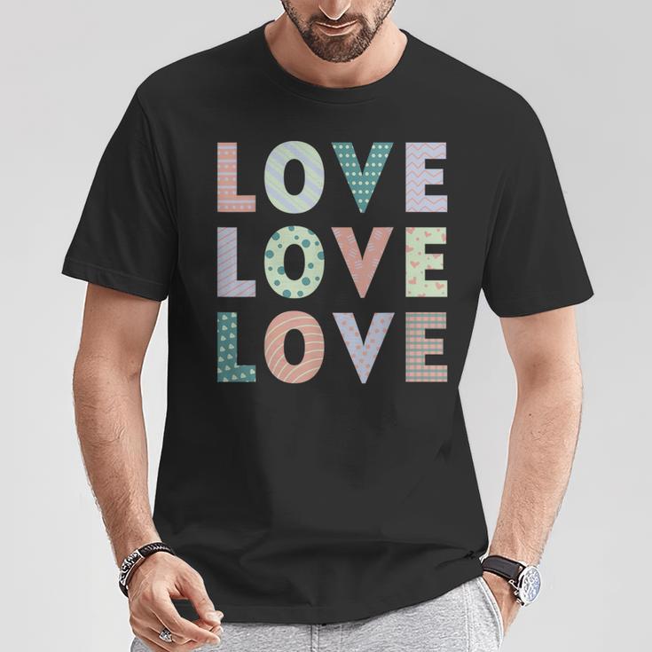 Gráfico Love Love Love Diseño Retro Con Mensaje Positivo Camiseta unisex Regalos divertidos