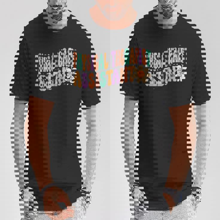 Groovy 理学療法士アシスタント デイジーフラワー レトロ Pta Tシャツ 面白い贈り物