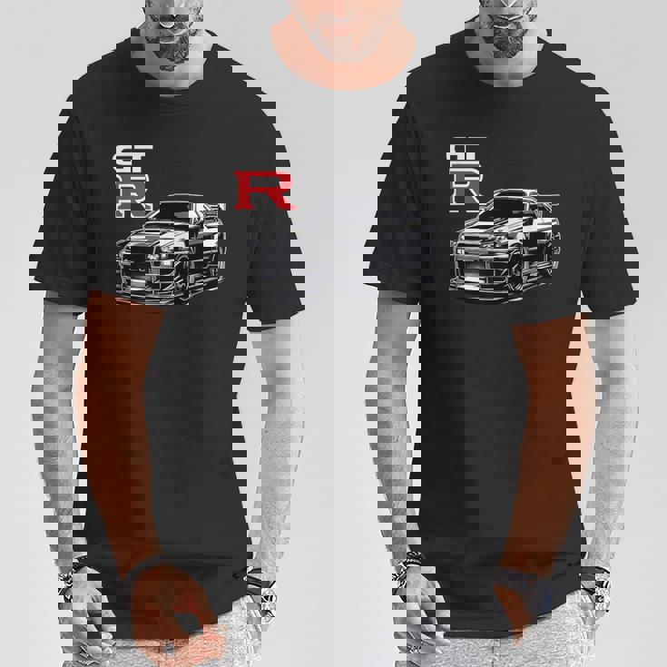 Gt R 34 レーシング ドラグ ドリフト Jdm Japan ストリートスポーツカー Tシャツ 面白い贈り物