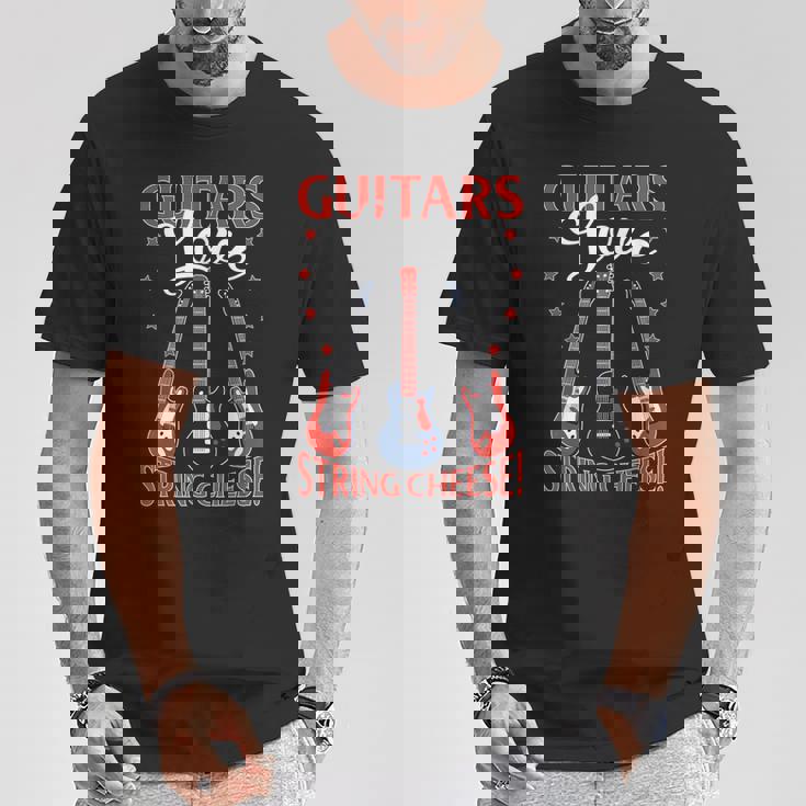 Guitars ストリングチーズ エレキギター付き Tシャツ 面白い贈り物