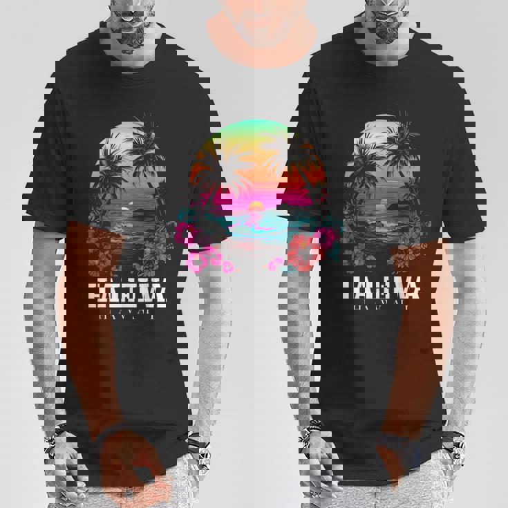 Haleiwa ハワイ ハワイアン ハイビスカス 花 サーファー お土産 Tシャツ 面白い贈り物