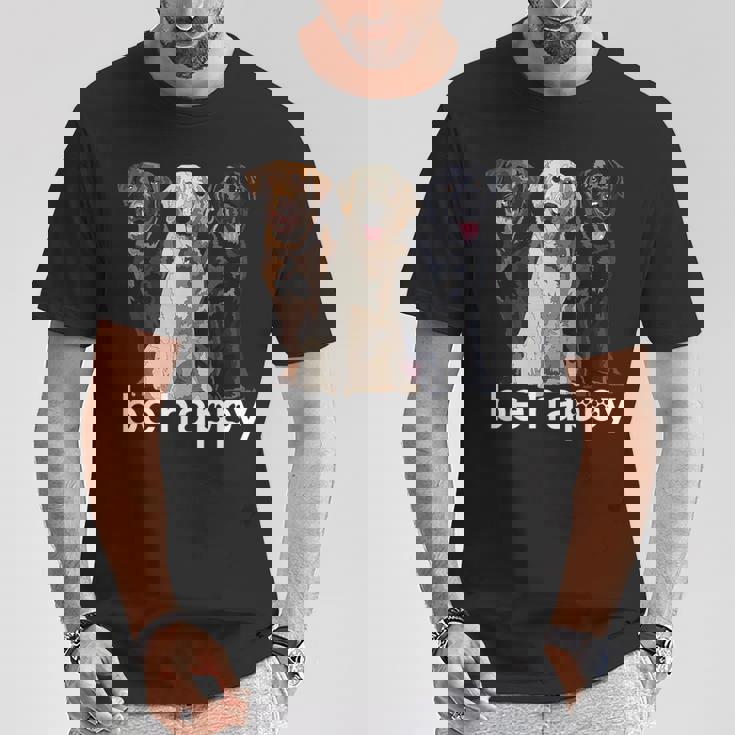 Be Happy ラブラドールレトリバー ゴールデンブラックブラウン チョコレートラボ Tシャツ 面白い贈り物