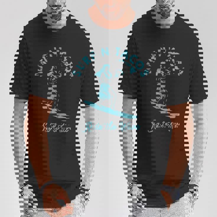 Hawaiiurf N Taco サーファー フラガール ヴィンテージスタイル Tシャツ 面白い贈り物