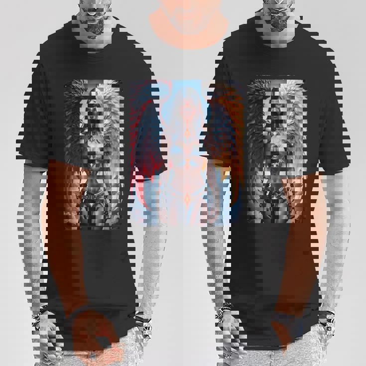 Hot Girl On 男性用 ハーフエンジェル&ハーフデーモンガール Tシャツ 面白い贈り物