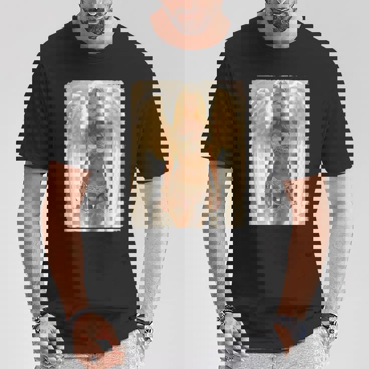 Hot Girl On 男性用 セクシー ブロンド エンジェル ガール ピンナップ Tシャツ 面白い贈り物