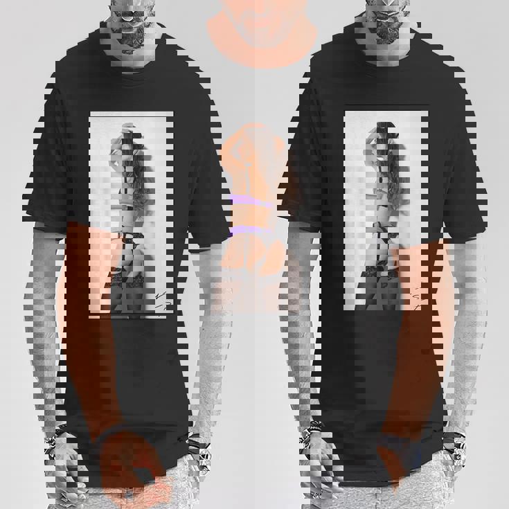 Hot Girl On 男性用 紫のセクシーなモデル Tシャツ 面白い贈り物